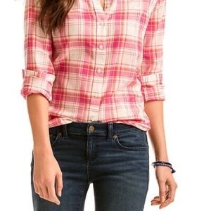 NEW J. Crew Pink Plaid Button-Down Shirt Classic-fit shirt in blush tartan Size